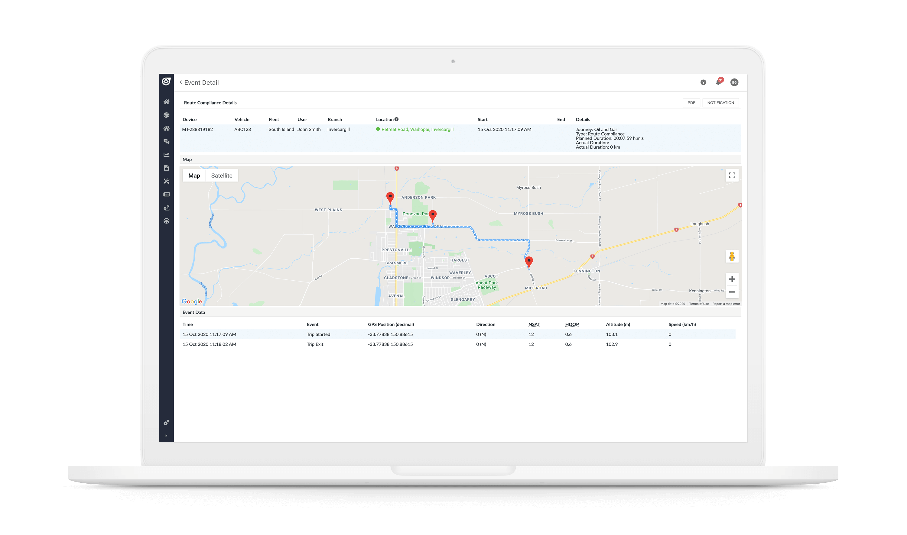 Journey Planner Teletrac Navman